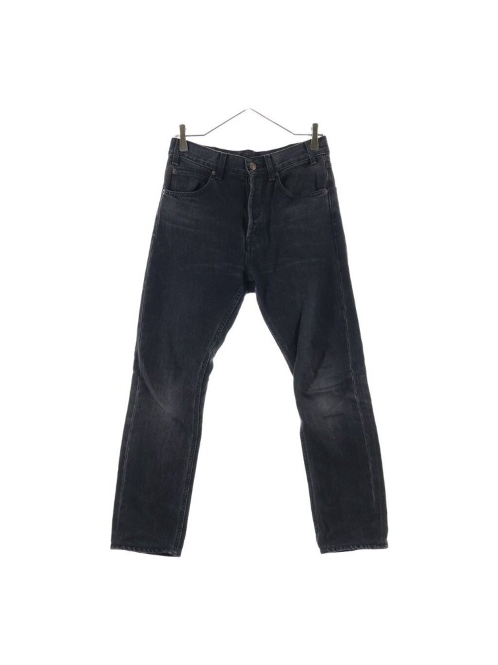 Celine Button Fly Straight Denim Pants Black